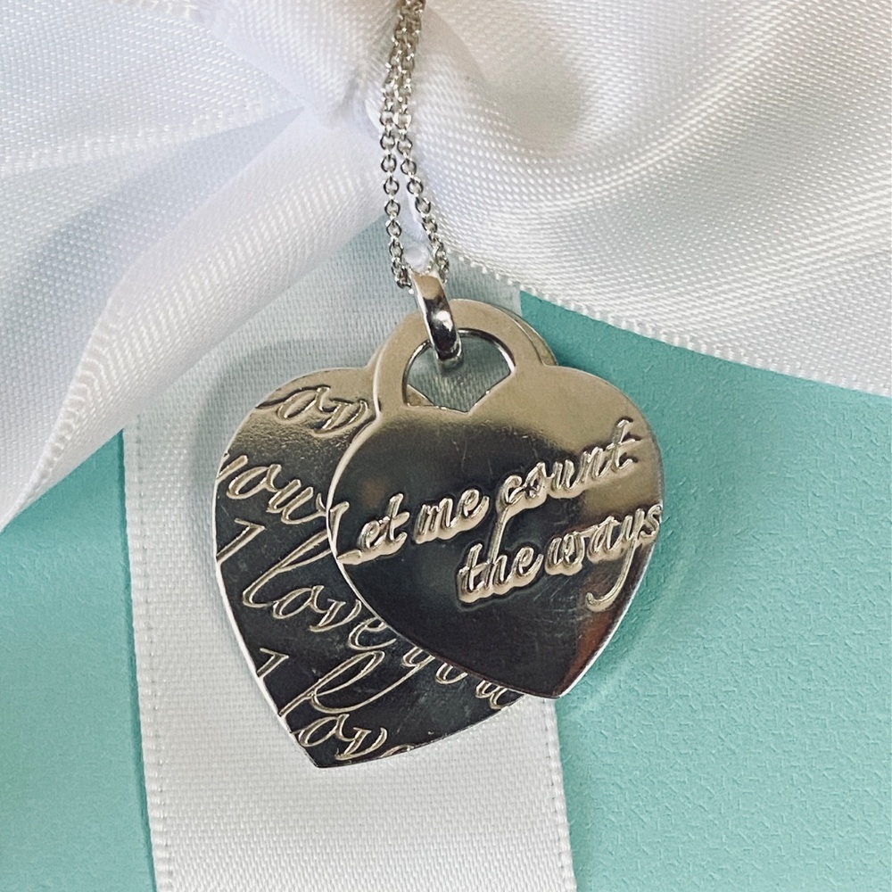 Tiffany & Co Double Heart Necklace let me count the ways 925 Sterling Silver 16”